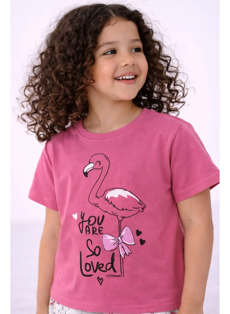 Victor And Jane  Girls’ Pajama Set – Flamingo “You Are Loved” T-Shirt & Printed Shorts for Women | Best Price UAE